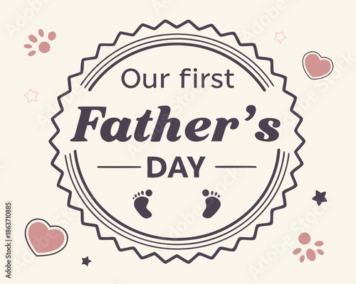 Our first Father's Day sentimental badge with baby footprints and hearts