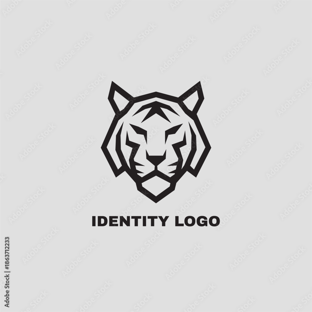 Fototapeta premium Stylized Elegant Tiger Head Logo Template. Tiger Logo Mascot Vector Illustration