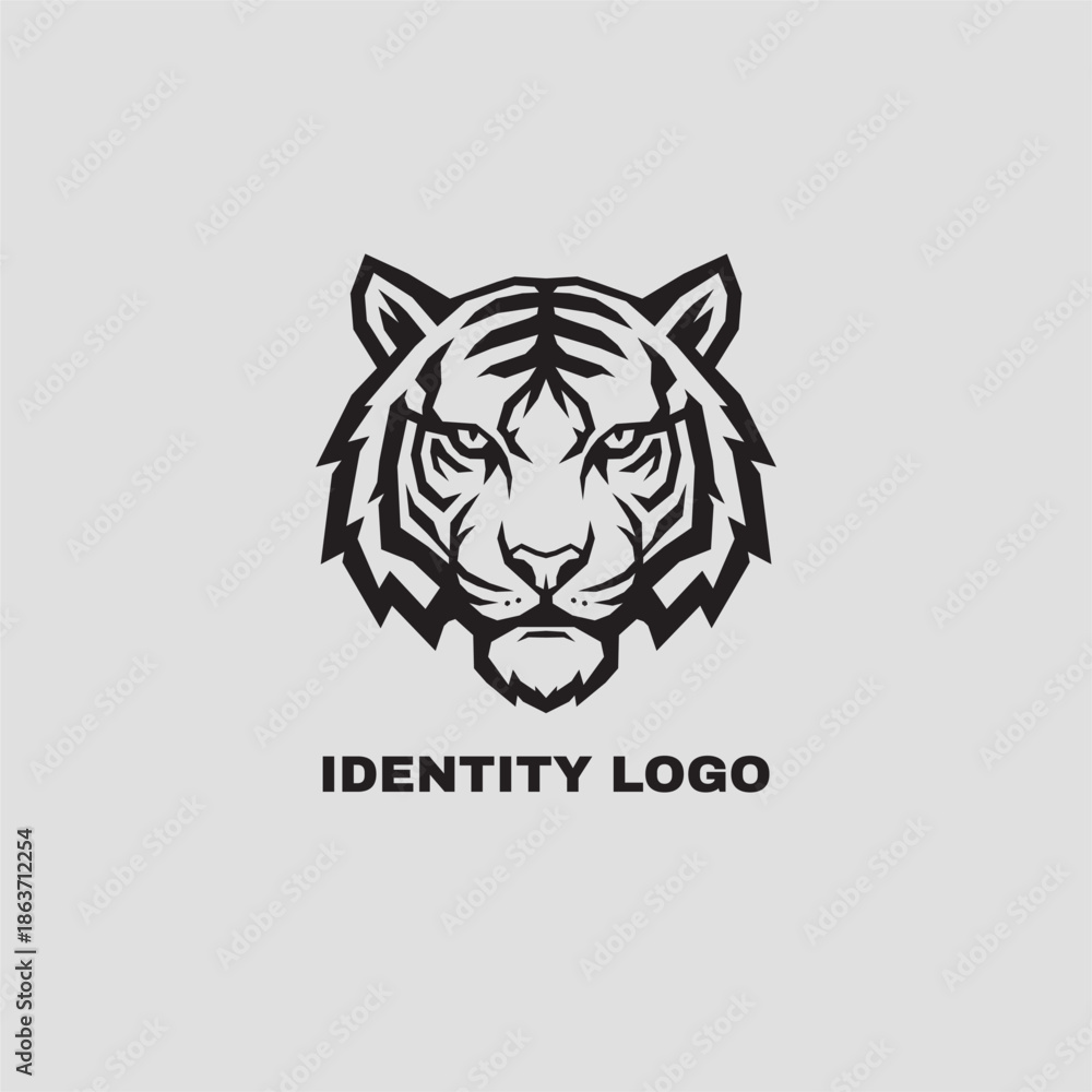 Fototapeta premium Stylized Elegant Tiger Head Logo Template. Tiger Logo Mascot Vector Illustration