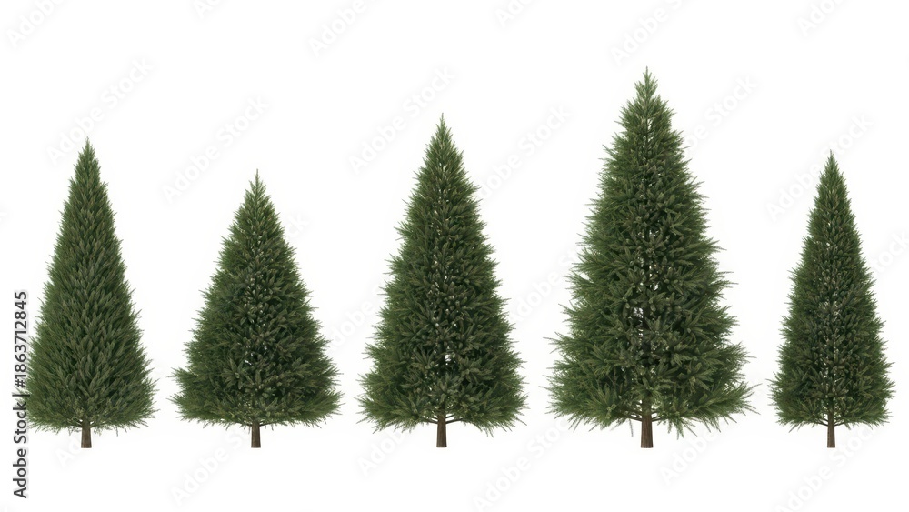 Obraz premium Christmas Trees Isolated on White Background for Holiday Season Design