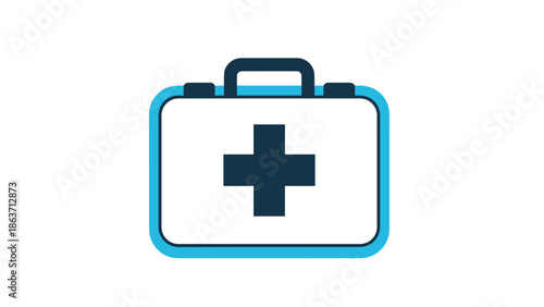 First aid kit icon with medical cross in minimalistic style on white background