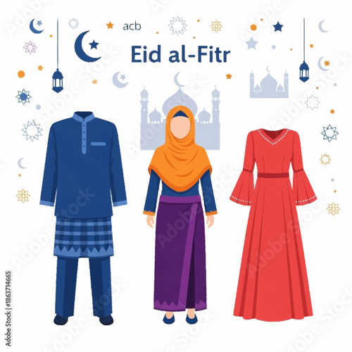 Traditional Islamic Clothing for Eid al-Fitr Celebration.