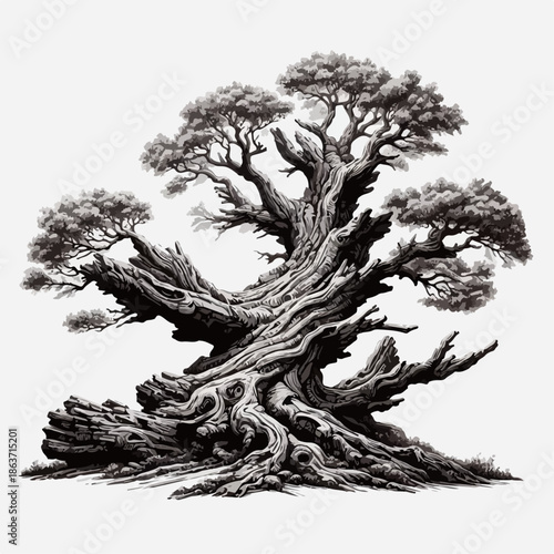illustration of an ancient fossil tree