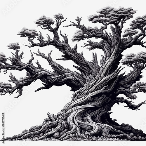 illustration of an ancient fossil tree