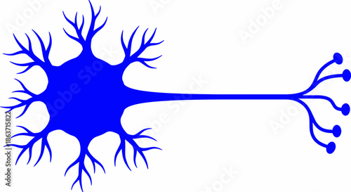 Blue neuron nerve cell silhouette vector illustration