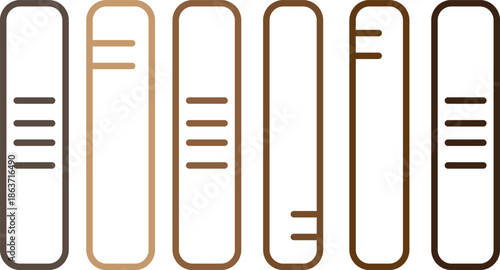 Minimalist Bookshelf Icon with Stacked Books in Earthy Tones