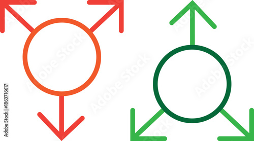 Gender Inclusive Symbols with Intersecting Arrows in Bold Colors
