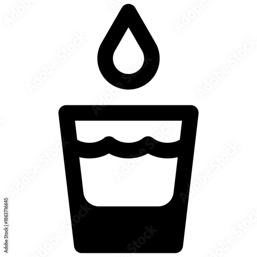 Drinking water. Outlined stroke vector icon with black-filled details.