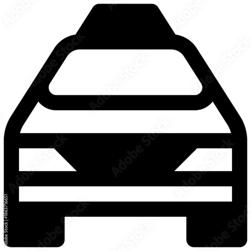 Taxi. Outlined stroke vector icon with black-filled details.