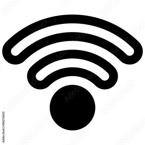 WiFi hotspot. Outlined stroke vector icon with black-filled details.