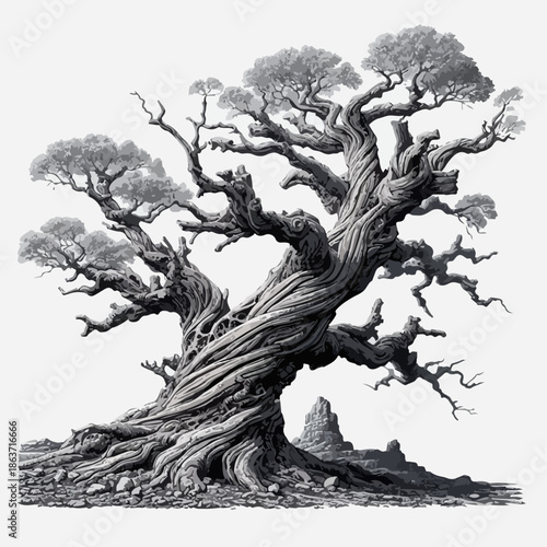 illustration of an ancient fossil tree