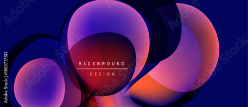 Abstract design features overlapping colorful circles. Gradient shades create dynamic visual effect. Modern background suitable for various projects.