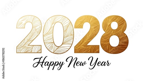 Golden 2028 Happy New Year elegant celebration design