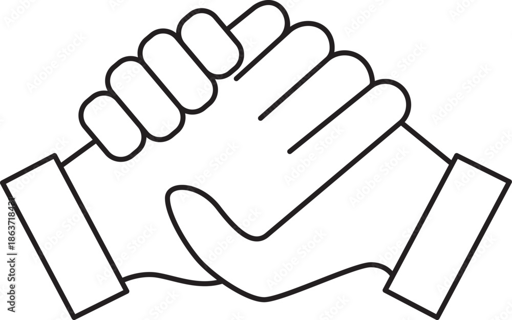 Obraz premium Line Art Handshake Icon for Cooperation and Partnership Concepts