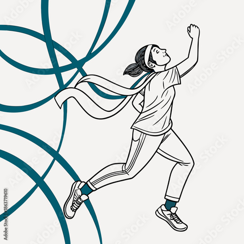 vector illustration of a girl with a hoop