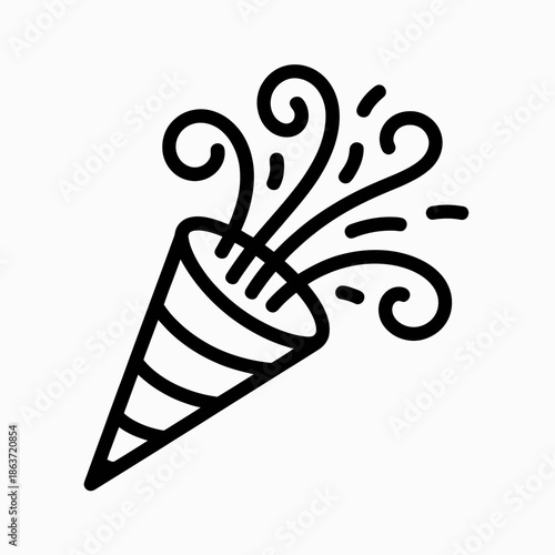**Party Popper Icon Outline Vector PNG SVG Black and White**

partypopper, confetti, celebration, icon, outline, vector, png, svg, black, white, emoji, party, fireworks, explosion, festive, birthday, 