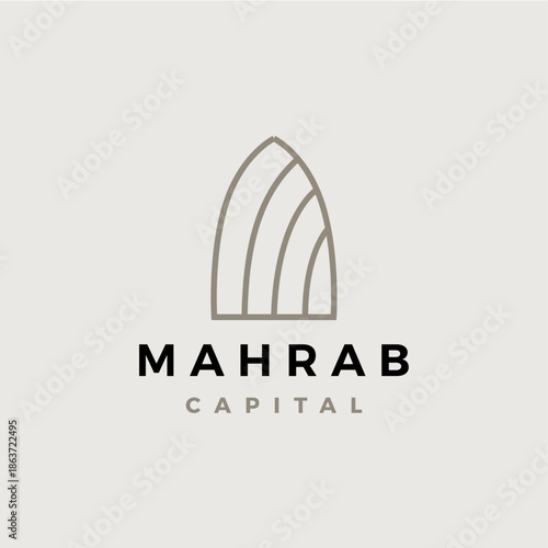 mahrab mihrab niche door arch logo vector icon illustration