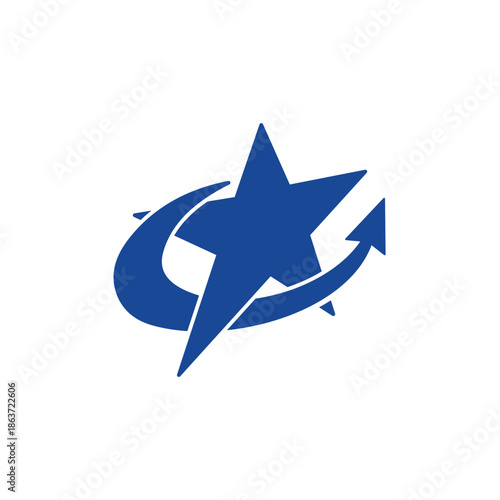 A star with an upward arrow. Aspiration. Vector linear icon isolated on white background.