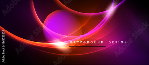 Abstract flowing lines, vibrant purple, red hues. Dark background creates dramatic visual effect. Modern design element.