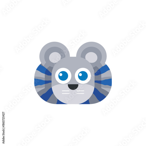 Stylized cartoon mouse portrait illustration for design and decoration