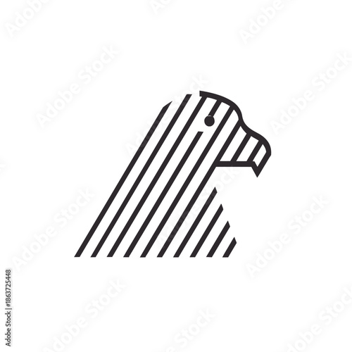Abstract graphic illustration of a bird head in profile on white background