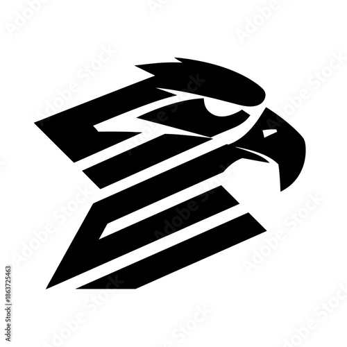 Bold black hawk head logo design for versatile branding and commercial use