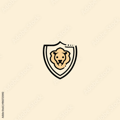 Lion crest on shield vector illustration for branding and identity