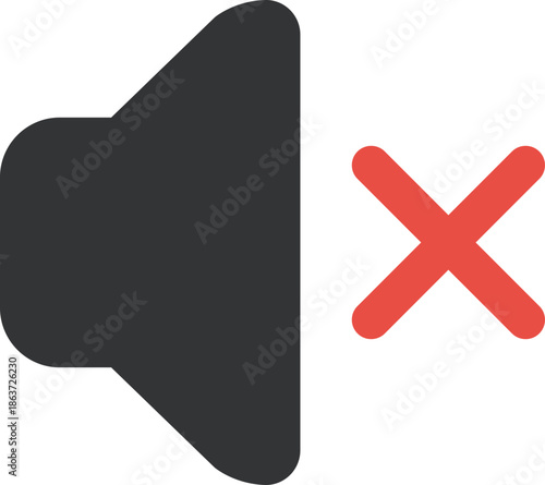 ミュート・消音スピーカーのフラットアイコン