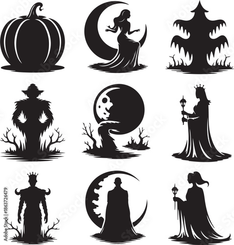 halloween icons set