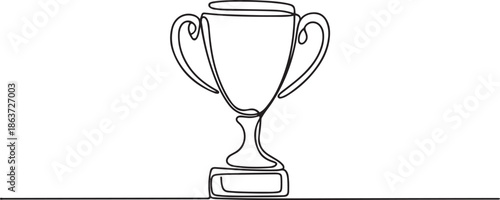 Continuous one line drawing award trophy cup. Single line drawing of trophies isolated.one line vector illustration with out background