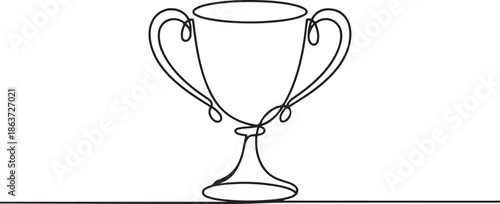 Continuous one line drawing award trophy cup. Single line drawing of trophies isolated.one line vector illustration with out background