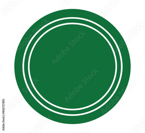 A green circle with white lines on a white background