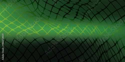 Abstract Green Grid Pattern with Luminous Horizontal Stripe.