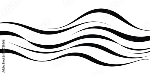 A minimalist black and white illustration of wavy lines on a clean background