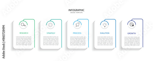 Infographic template design. 5 Step timeline journey. Process diagram, Infograph elements, business, education, technology, modern vector illustration.