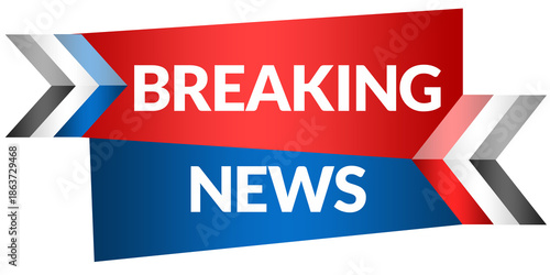 Foto Red and blue breaking news lower third banner png isolated on transparent backgr