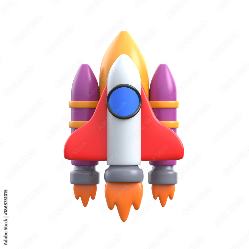 Fototapeta premium Ready to use 3d icon of space shuttle launch vehicle