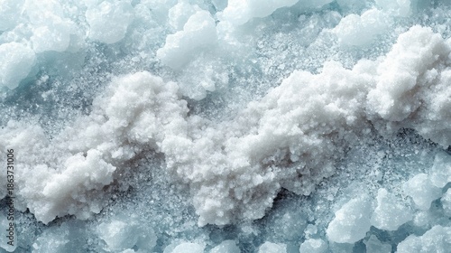 Abstract Close Up of Snow Crystals Falling in Cold Winter Atmosphere with Soft Light