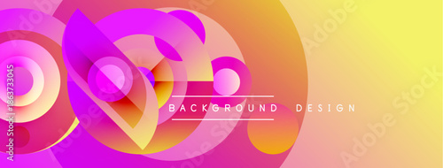 Abstract vibrant background. Pink, purple, yellow hues blend dynamically. Modern design elements create fluid shapes, gradients.