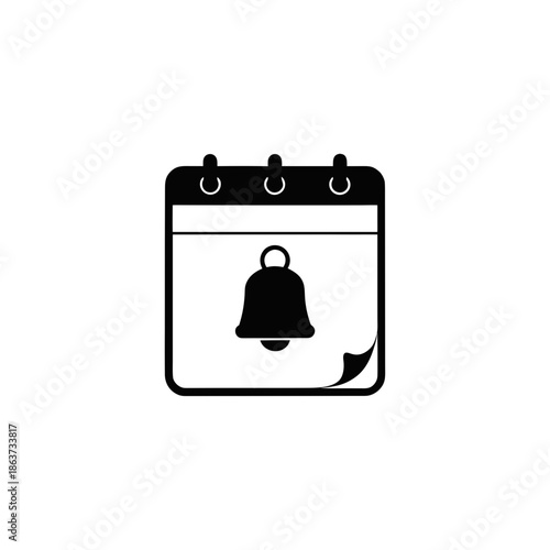 A black and white icon representing a calendar reminder or scheduled notification