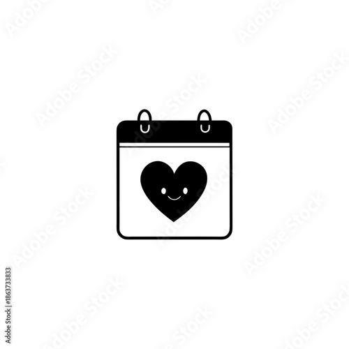 A calendar icon with a heart symbol and smiley face representing a special love date