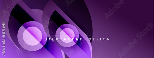 Abstract purple layers create dynamic background. Modern design features flowing shapes, text reads background design. Smooth gradients offer visual interest.
