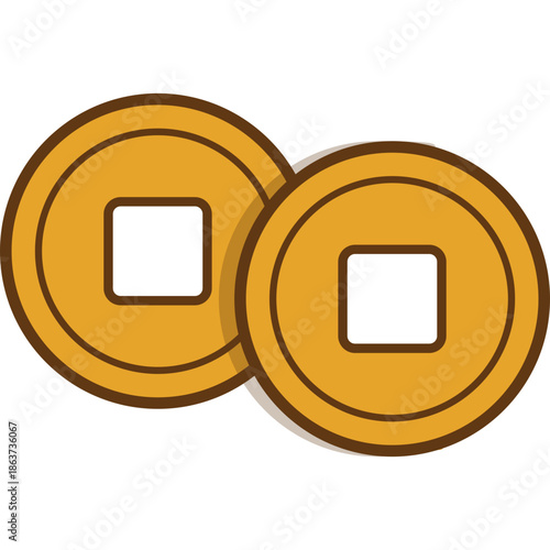 Traditional Chinese coin illustration
