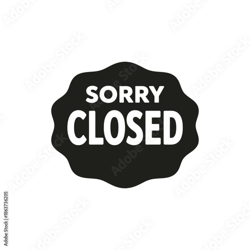 Sorry closed sign black sticker icon