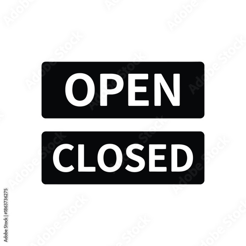 Open and closed signage for storefront door or window display