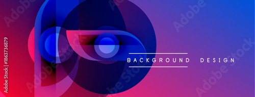 Abstract gradient shapes create dynamic visual. Blue, pink, purple hues blend seamlessly. Modern design element for backgrounds.