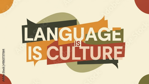 Vibrant colorful typographic poster design with text language is culture on cream background with speech bubbles with typography and inspirational