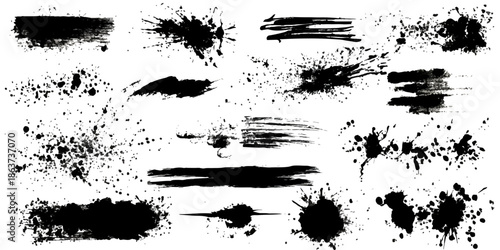 ink blots and splats. detailed ink splats Hyperrealistic Highly Detailed Isolated On Transparent Background
