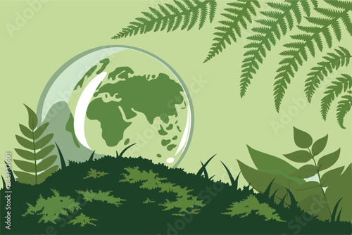  Aerial view, winding road through dense forest, green canopy, hexagonal icons, sustainability symbols, smart city concept, environmental technology, drone perspective, misty treetops, white road mar