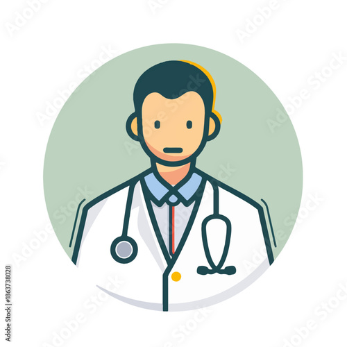 Male doctor with stethoscope and headset illustration